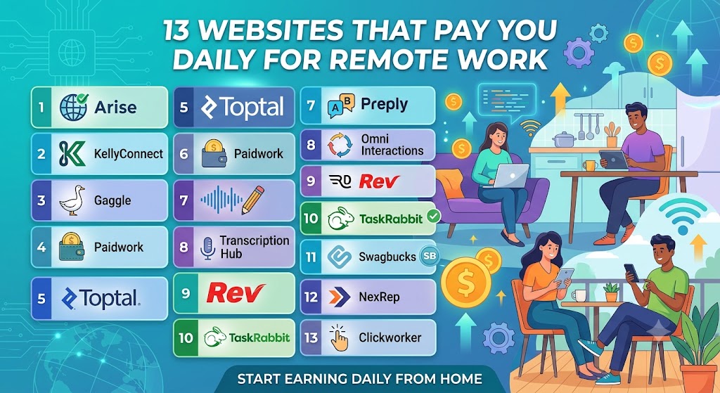 13 Websites That Pay You Daily for Remote Work