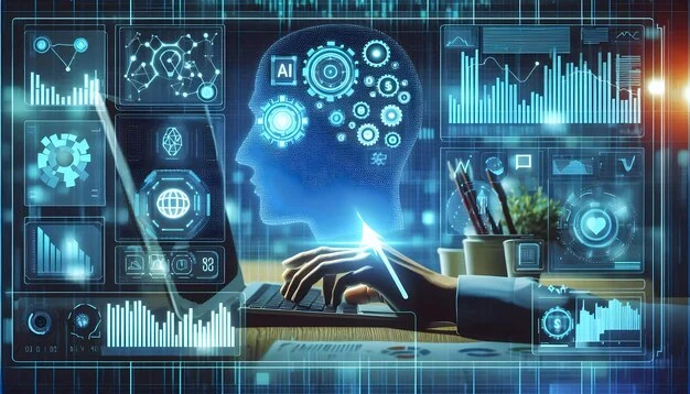 Illustration representing AI tools for business productivity